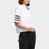 Adidas Neo W Cs Mar Tee Striped Sports Half High Neck Short Sleeve Drop Shoulder T-Shirt Women Tops White GP5469