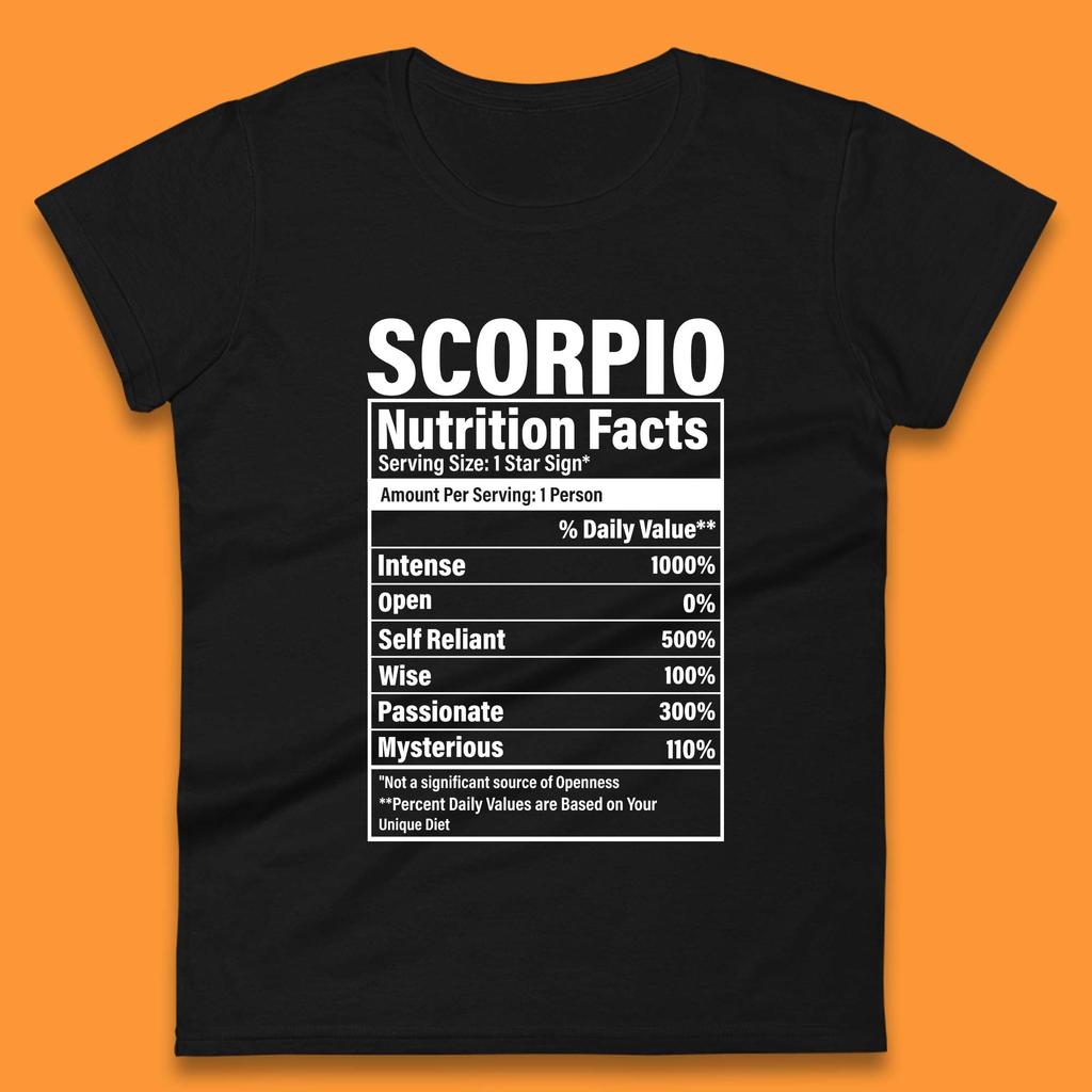 Scorpio Nutrition Facts Womens T-Shirt Mens Tops Tees Unisex