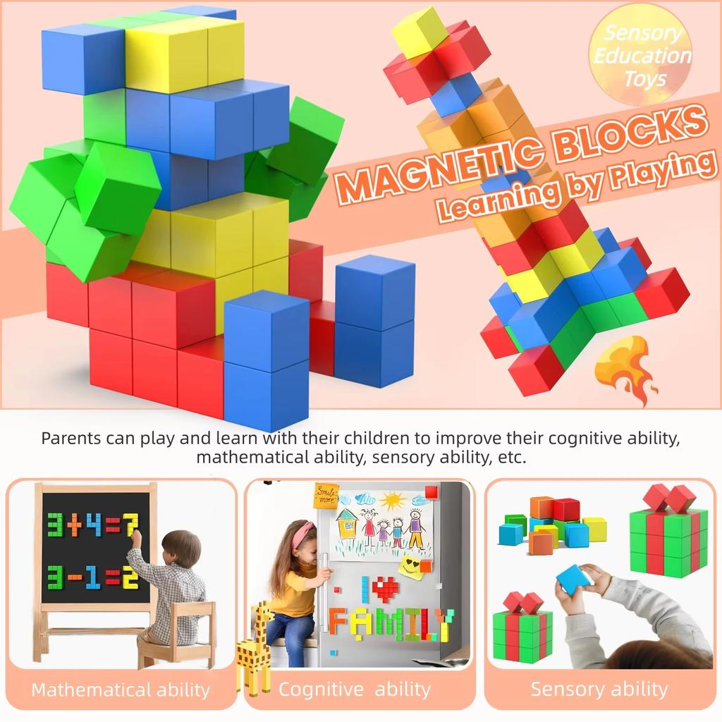 DIY Magnetic Cube Children's Toys Magnetic Modeling Building Toys for Toddlers Preschool Learning Sensory STEM Montessori Toys