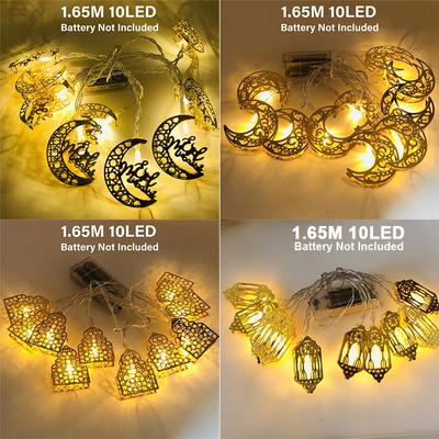 1,65 m 10 LEDs Ramadan Mond Sterne LED Lichterketten Dekoration EID Mubarak Dekor für Zuhause Islam Muslim Event Party Supplies