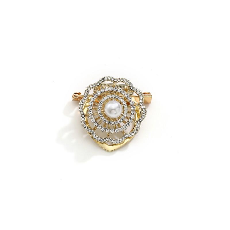 

Dual Purpose Scarf Buckle Niche Diamond Inlaid Pearl Brooch Accessory Summer Corner золотой