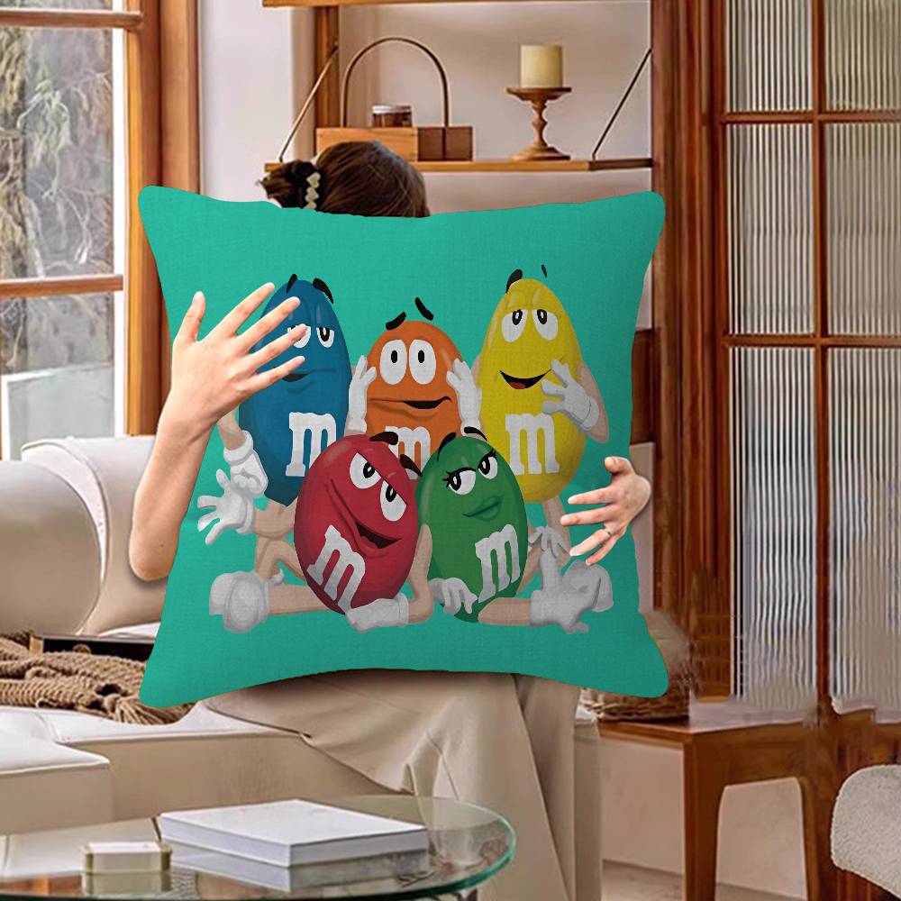 M&Ms Chocolate Office Cushion Pillowcase Car Cushion Cover45X45Cm Lumbar Pillowcase Sofa Pillowcover
