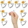 Creative Sunflower Rotating Ring 26 Letters Adjustable Open Design Women's Fashion Finger Jewelry Daily Wear & Gift Accessories