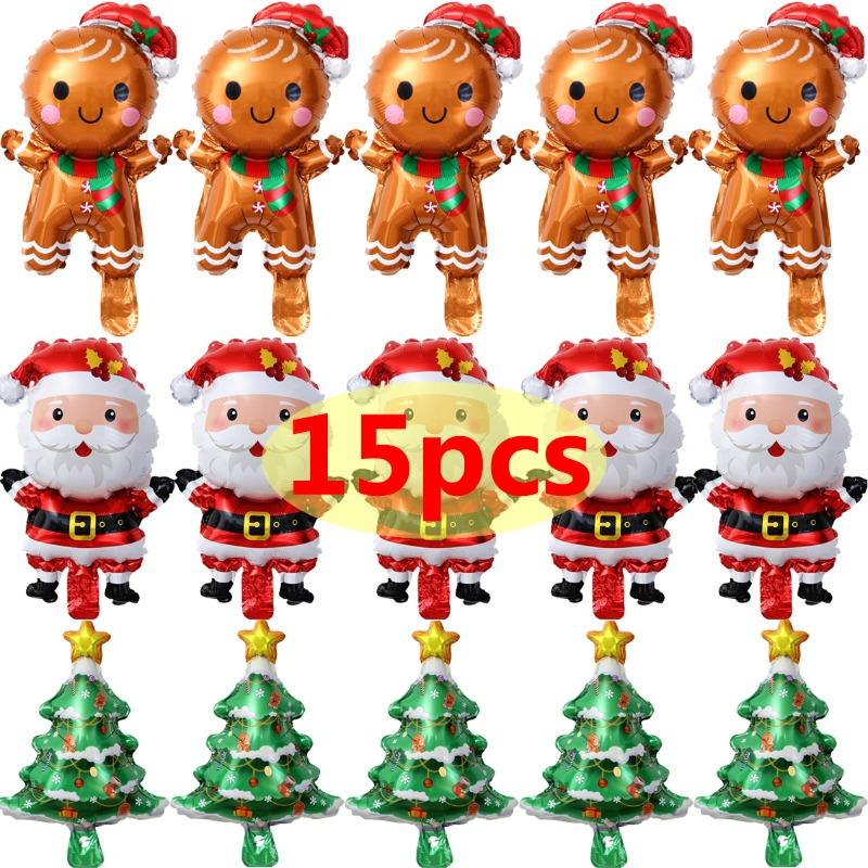 15-1PCS Christmas Balloons Aluminum Foil Small Balloon Toy Xmas Tree Gingerbread Man Santa Birthday Party Holiday Decoration