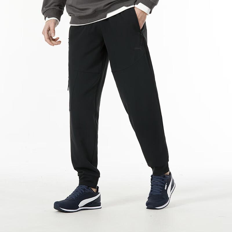 Puma Solid Color Drawstring Tapered Running Fitness Training Woven Pants Men Bottoms Black 626177-01