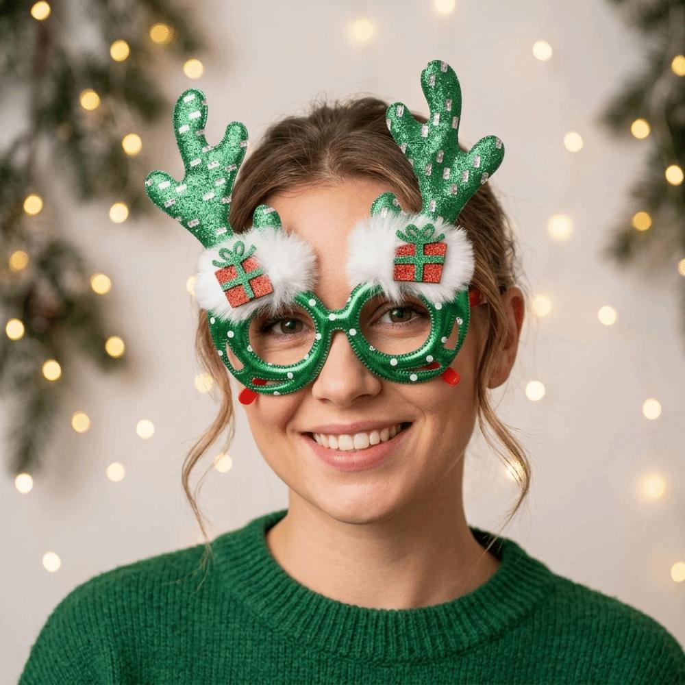 Cosplay Christmas Antler Glasses Funny Christmas Decorations Party Plush Antlers Glasses Children