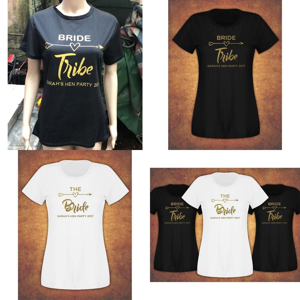 Bride Tribe Letter Print Short Sleeve T Shirt For Women Breathable Fashion Casual Wear