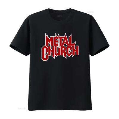 Metal Church Logo T Shirt Official Vintage Washed Stretched Top For Everyday Wear Unisex Casual Fashion Slightly Soft Homme