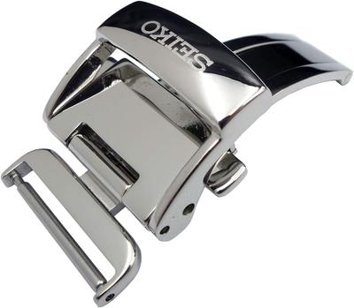 B23S51SA01W 18mm D-Buckle, Push-Button, Silver with Logo