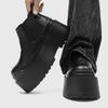 Herr mode punk hip hop hög platåstövlar slip-on naturläder skor cowboy chunky boot designer ankel chelsea botas man
