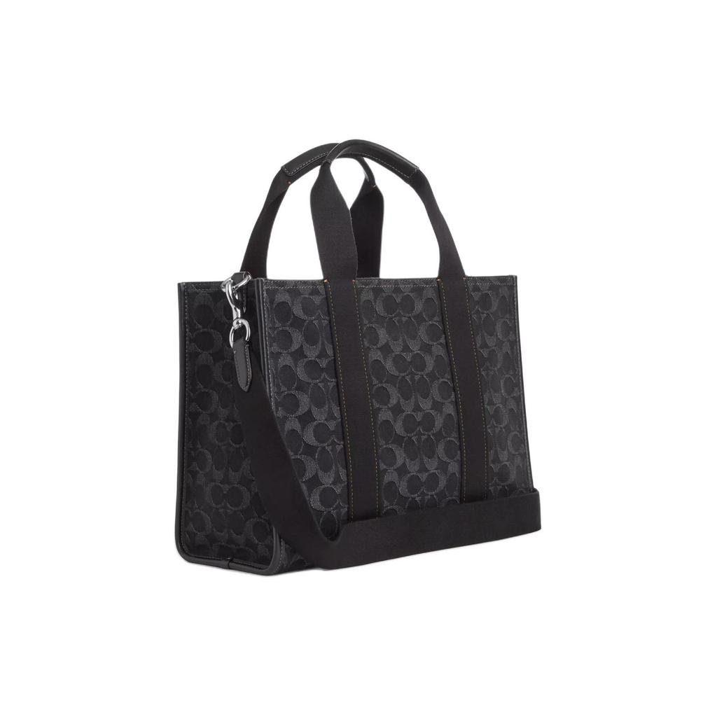 COACH Smith Iconic Denim With Smooth Leather Tote Shopping Bag, Shoulder Bag, Crossbody Bag, Handbag Large Unisex CP105-SVBK