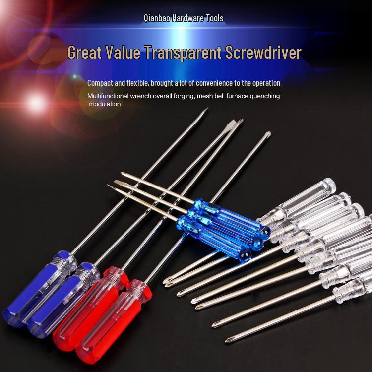 Compact Multi-functional Crystal Screwdriver Set for Phone & Computer Repair - Includes Phillips and Flathead.