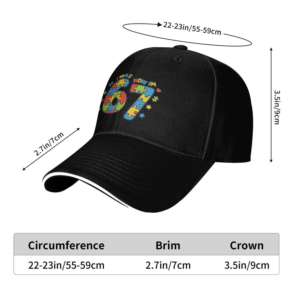 7 Year Old Autism Birthday I was 6 Now I'm 7 Funny Six Seven Baseball Cap Couple Trucker Hat Summer Running Hippie Baseball Caps