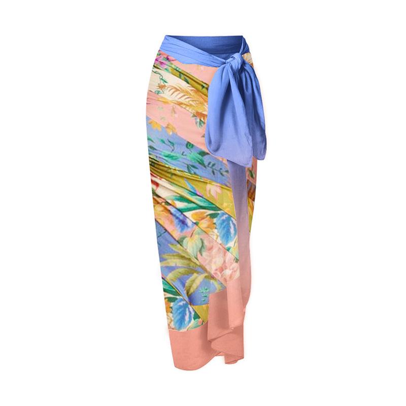 

Vacation Style Tie-Up Print Midi Skirt Dress 22057917 One Size рожевий