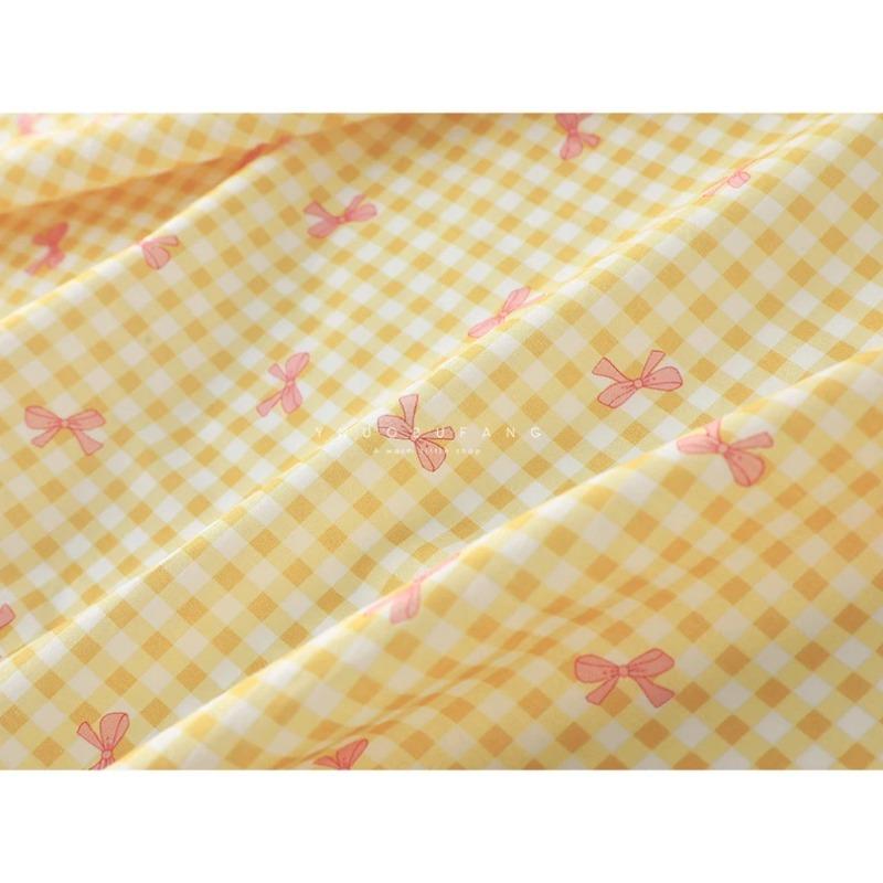 Bunt karierter Baumwollstoff mit Schleifendruck für Kleider, Hemden, Schlafanzüge, Homewear, Kinderbekleidung, 140x100cm