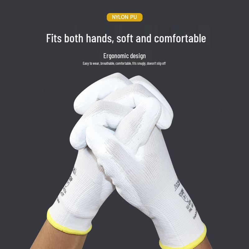 Breathable Non-slip PU Coated Nylon Gloves, Wear-resistant and Anti-static for Electronic Dust-free Work