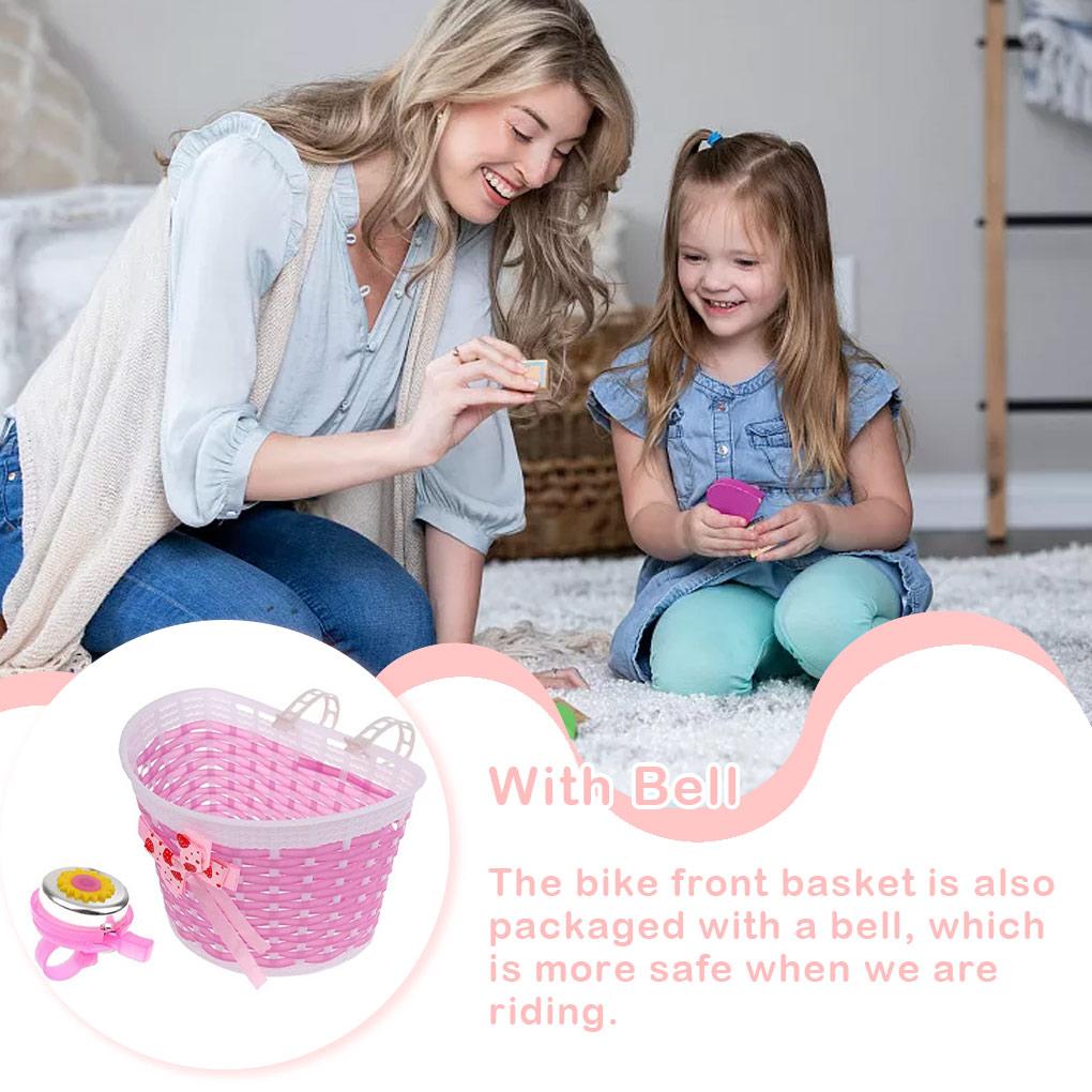 Children Bicycles Front Basket Portable Removable Replacement Cycling Cycle Holder Parts Accessories with Bell