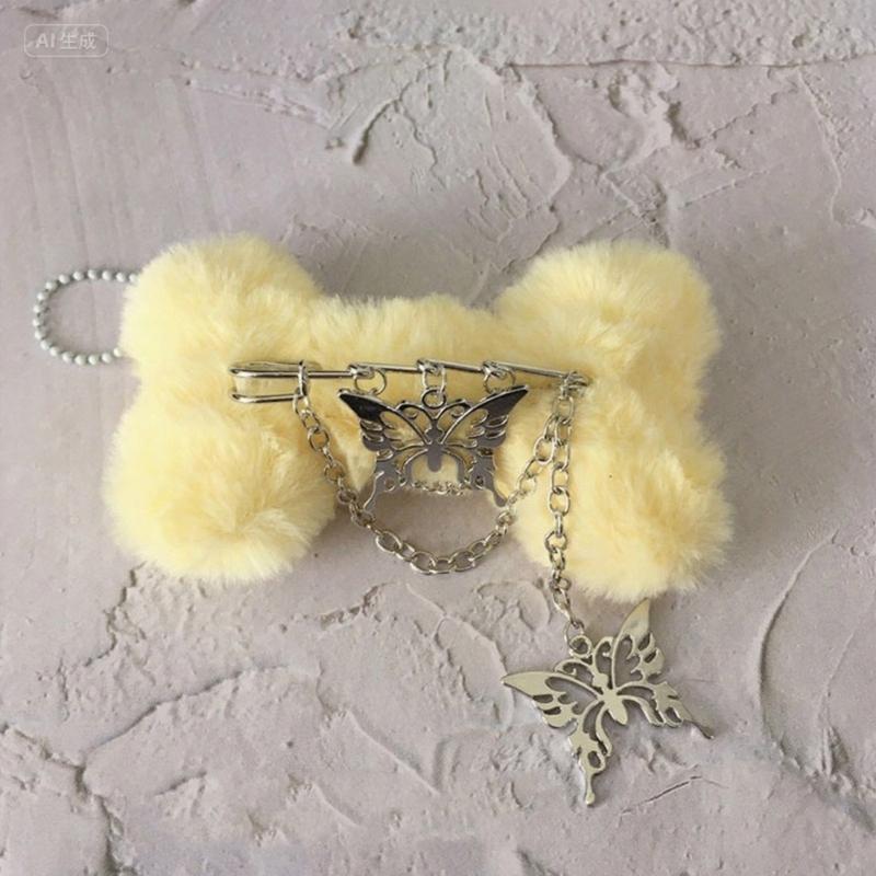 Plush Bone Butterfly Keyring Cute Plush Accessory User Friendly Material Compact Size Ideal For Backpack Keys Charm