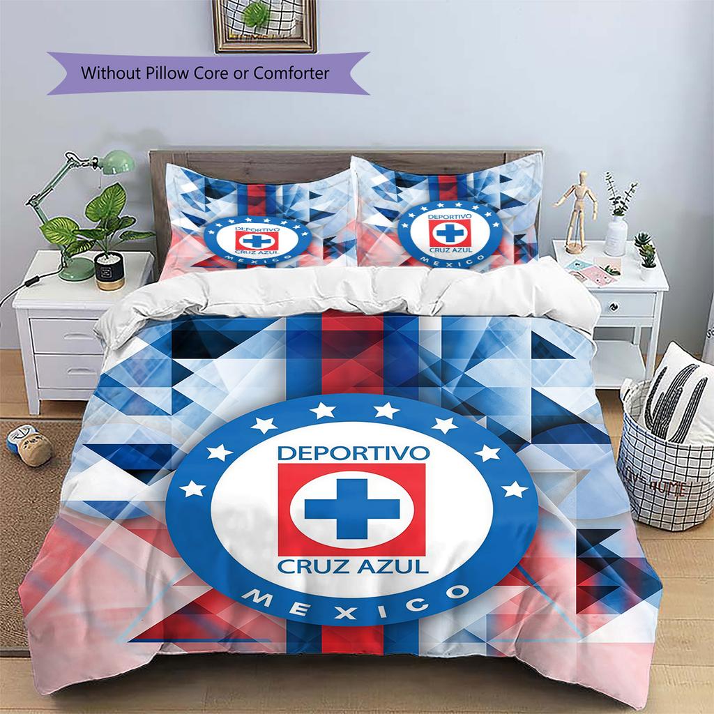 Cruz Azul Pattern Bedding Quilt Set  Home Decoration  Gift (1 * Duvet Cover + 2 * Pillowcase  Without Core)