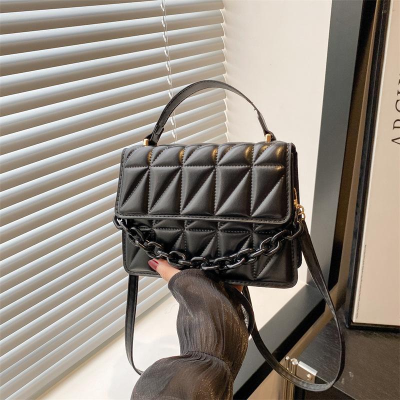 Simple Design Retro Portable Small Square Bag Women's Bag Summer New Chain Solid Color Shoulder Messenger Bag