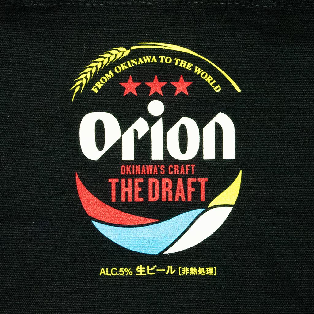 Draft Can Logo Canvas Bag S Size Tote Bag Natural Beige Black Okinawa Souvenir Handbag Shopping Commuting School [Orion Beer] (Black)