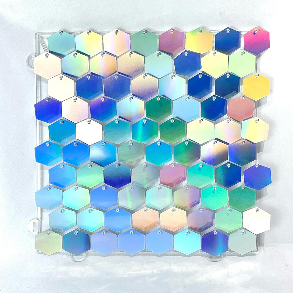 Fashion Glitter Sequin Backdrop Hexagon Silver Gold Photo Backdrop PET Sequin Panel Wall Decor Shower