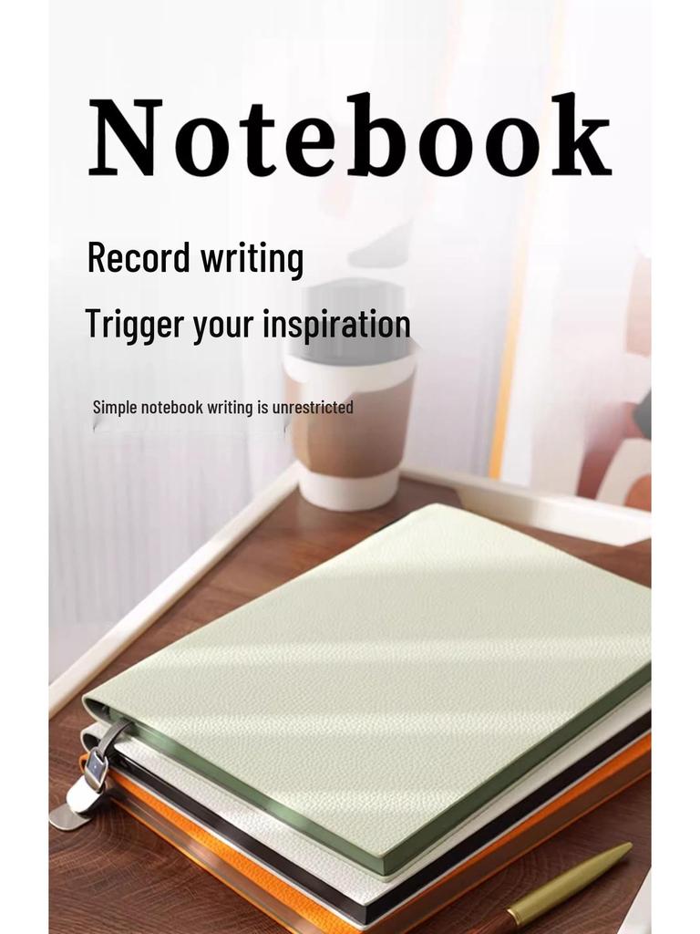 New Lychee Grain A5 Faux Leather Business Notebook Set, Thick Soft Cover, Practical for Everyday Use