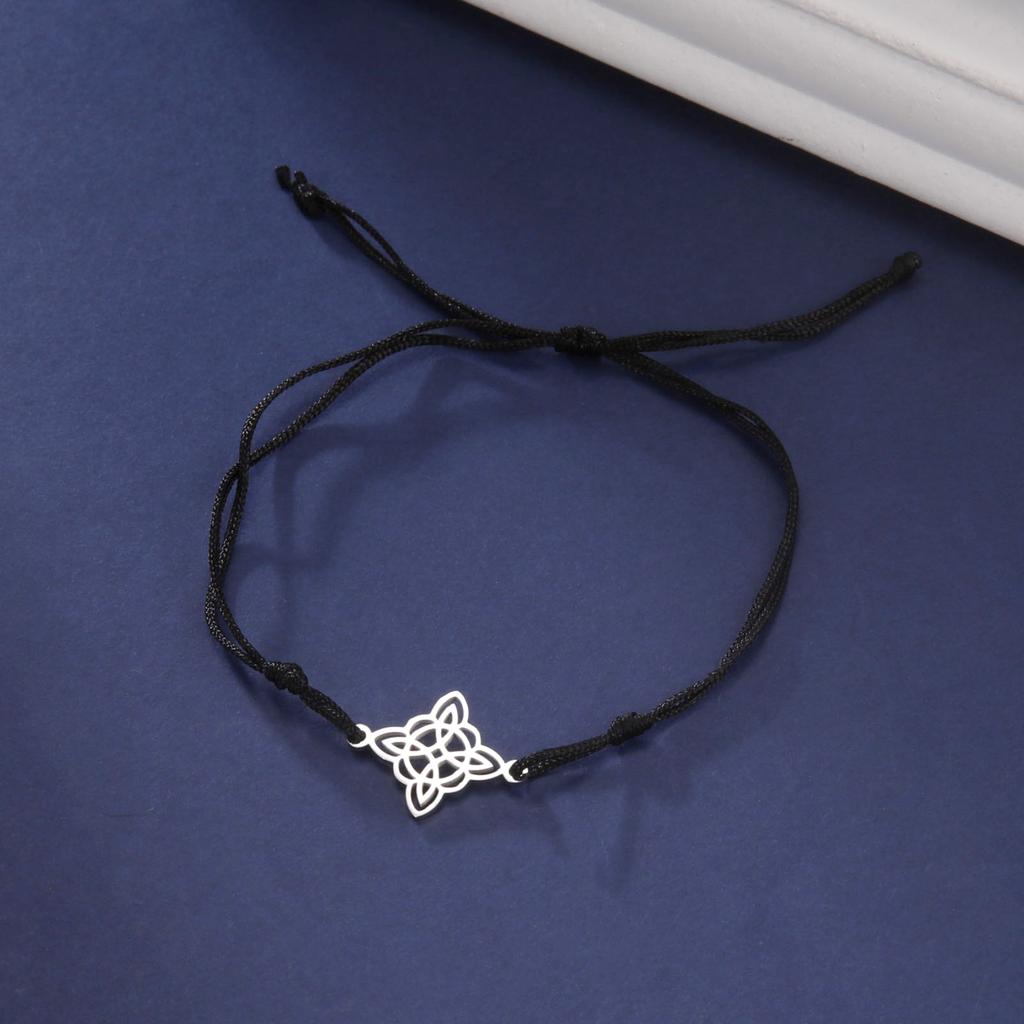Cazador Witch Knot Wax Rope Bracelet for Women Stainless Steel Amulet Wicca Charm Bracelets Witchcraft Jewelry Mother Day Gift