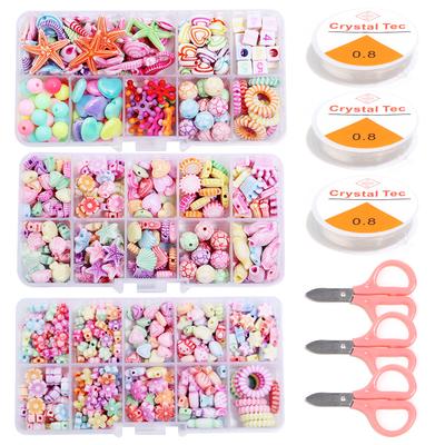 10 grids/Box Ocean Series Beading Kit with Tools Set Mixed Acrylic Plastic Loose Beads for DIY Bracelets Necklaces Handmade Set