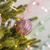 Pink Ball Star Bow Christmas Tree Pendant Creativity Plush Foam Christmas Deco Ball Luxury Sparkly Xmas Home Hanging Decoration