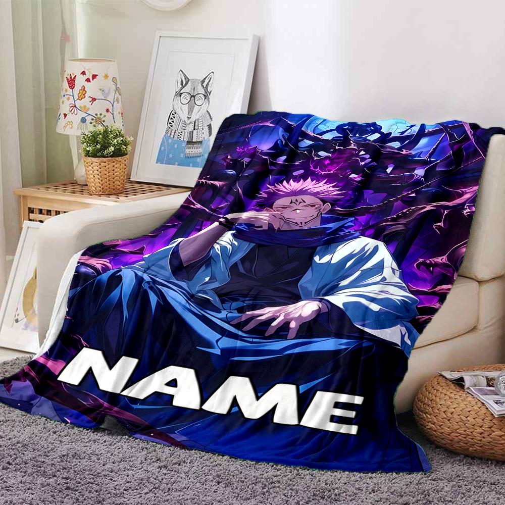 Customiz Name Personality Jujutsu Kaisen Blanket Soft &Warm Sofa Office Bed Travel Lunch Break Blanket, Gift Suitable All Seasons