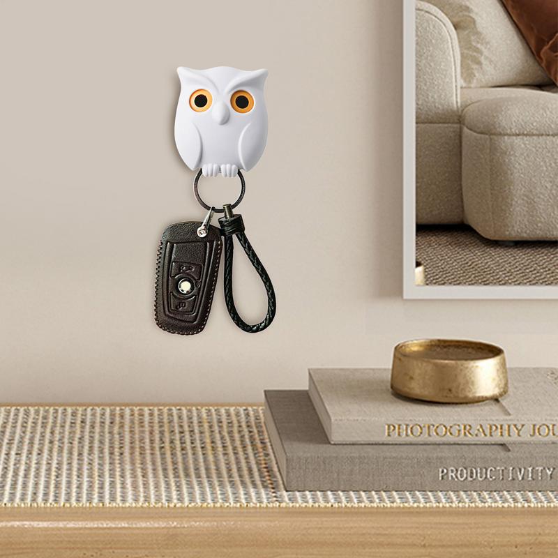 1PC Magnetic Owl Key Holders Self Adhesive Magnets Hold Keychain Key Hanger Hooks Will Open Eyes Home Wall Decorative Hooks