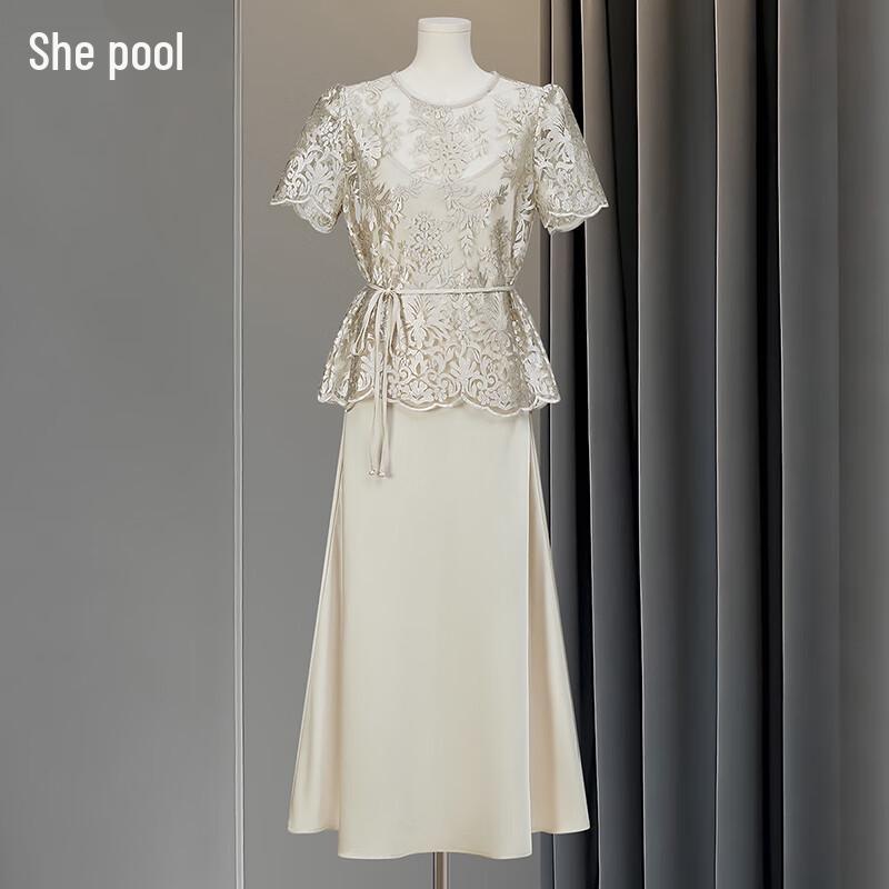 Летний вышитый комплект из двух предметов платья Tachi L