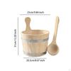 Sauna Bucket and Ladle Set, Wooden Bucket, Steam Room,Accessories,Sturdy Bath Tool