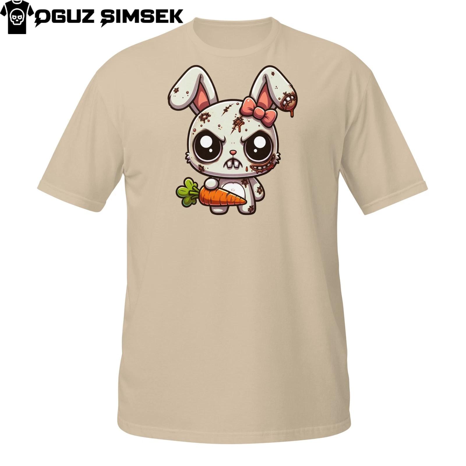 Undead Bunny with Carrot Tee – Funny Cute Horror Zombie RabbiT Shirt Mens Womens Tees Top L