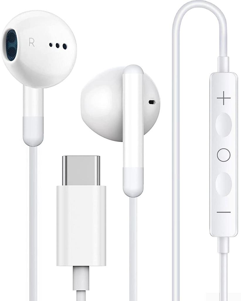 Wired Type-C Earphones with Mic, High-Sensitivity MEMS Microphone, Compatible with iPhone 15 Pro Max, Galaxy, Xiaomi, OnePlus, OPPO, Pixel 7, and