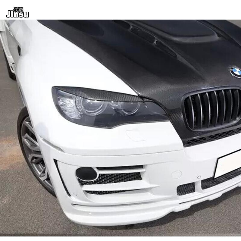 Carbon Fiber Headlight Eyebrows Eyelids For BMW X6 35i 50i xDrive E71 Car Front Lamp Cover Sticker Fiber Glass Matt Black Primer