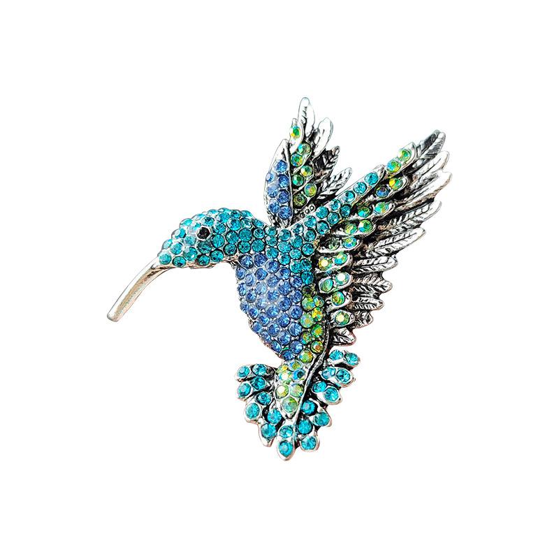 Cross-border Foreign Trade European and American High-end Rhinestone Hummingbird Brooch Animal