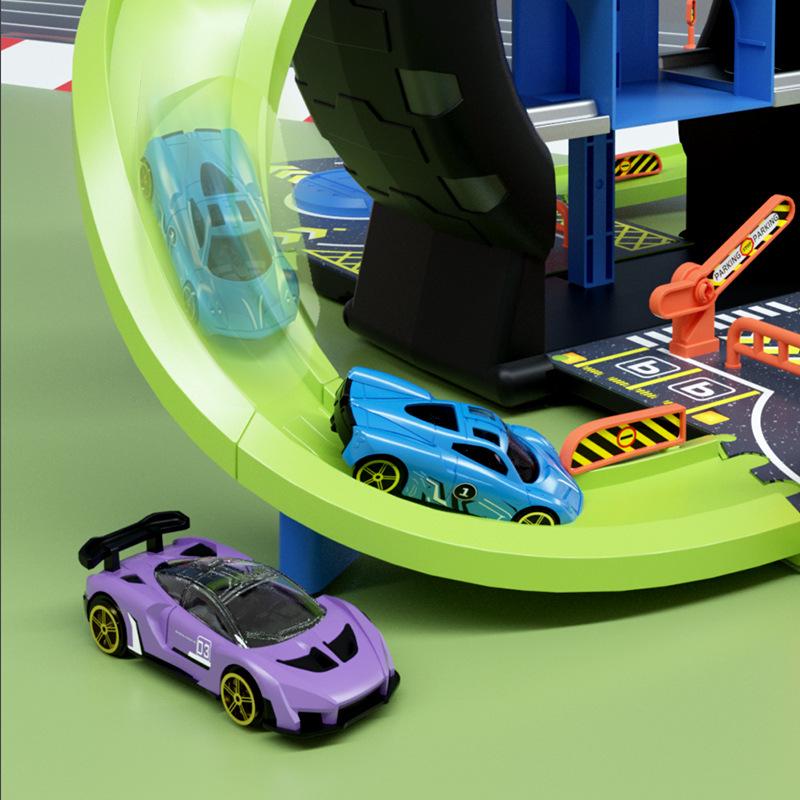 Kids' Mini Car Model with Tracks & Parking Lot - Educational Alloy Toy Gift