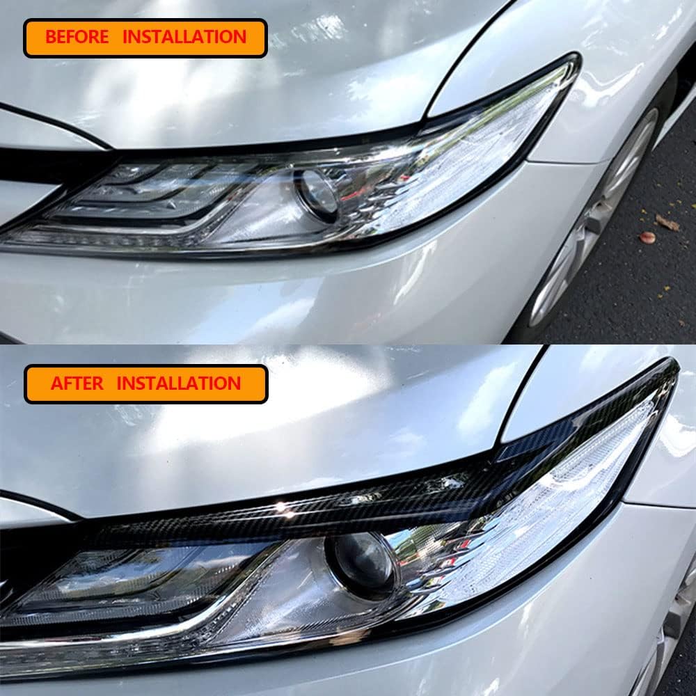 Carbon Fiber Headlight Eyebrow Eyelid Cover Trim Decoration Sticker For Toyota Camry 2024      2018 Accessories