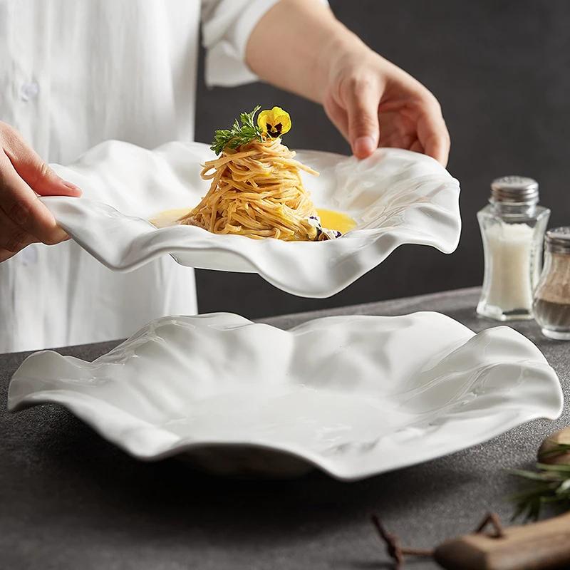 Creative Ceramic Dinner Dish Steak Plate Home Furnishing Irregular Shaped Tableware Pasta Plate El Restaurant Dessert Dishes