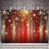 2D Flat Red Gold Streamer & Star Backdrop, Shiny New Year Party Photo Background Cloth