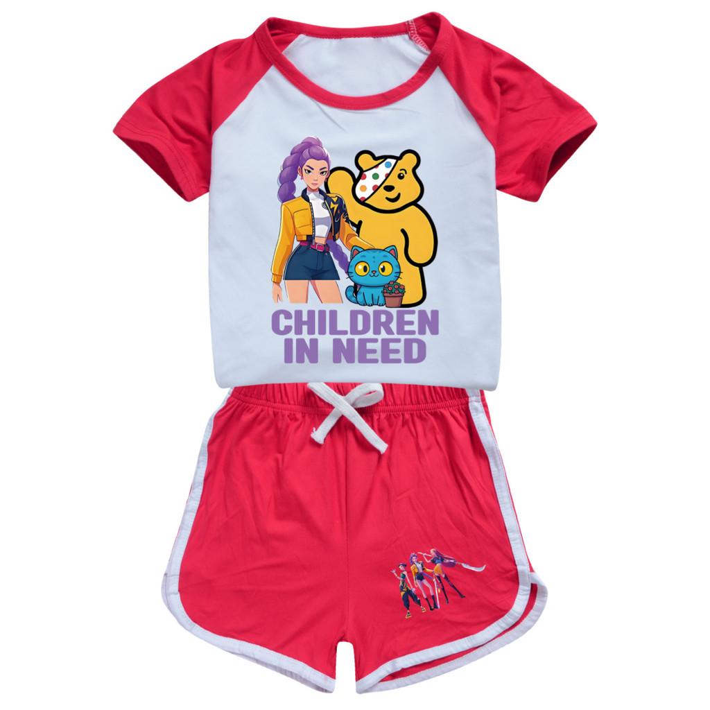 5120 Kids Girls POP Rumi Zoey Mira Print T-shirt Shorts Sport Tracksuit Clothes Set
