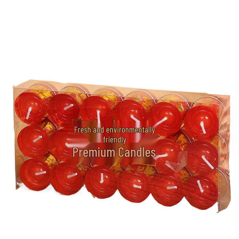 Windproof Red Candle Incense - 18 Smokeless Pieces for Wedding or Offering to Buddha, Small Fortune Wealth Candle.