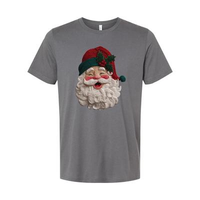 Unisex Weihnachts-T-Shirt mit Nikolausgesicht und Stechpalmenhut-Design für festliche Stimmung