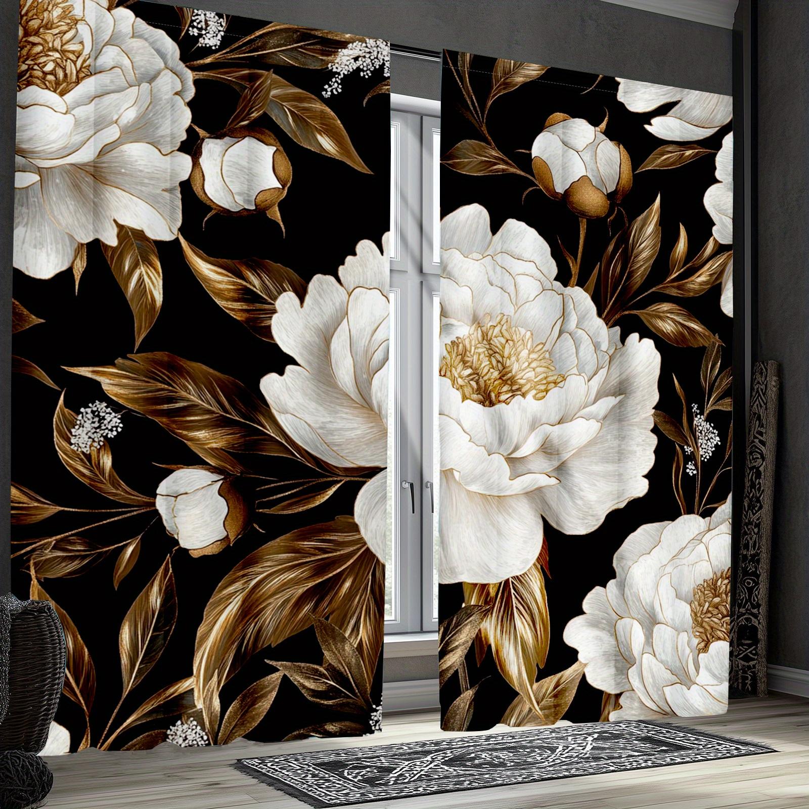 

Богемные Цветочные Ботанические Шторы Ретро Цветочный Лиственный Узор Спальня Гостиная Окна Блокирующие Свет Комплект из 2 Штук Полиэстер Декор W100*H70(CM)-Rod Pocket&1PCS