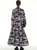 Xitao Dámské ležérní šaty s dlouhým rukávem a volným potiskem, patchworkovým stojáčkem, HQQ2080