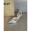 High heels women's pointed silver high-end bag head high-heeled sandals women