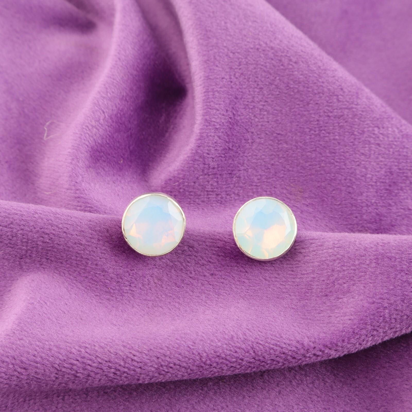 

Октябрьский молочный опал камень 925 серебро подарок на годовщину серьги-пусеты ювелирные изделия EE-150-18