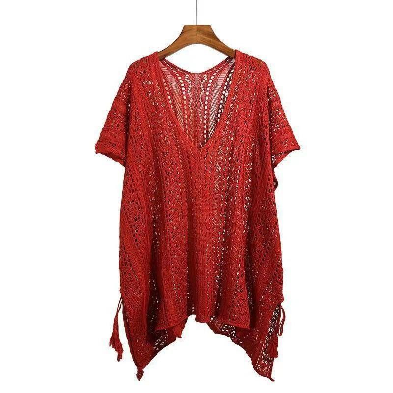 Pure Desire Knit Top With Hollow Laceup Design For Summer Casual Wear